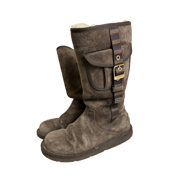 UGG Australia Size 8 “1895 Retro” Cargo Tall Zip Brown Boots Womens shearling - Picture 11 of 16